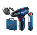 Bosch GSR 120-LI Akülü Vidalama + GLI 12V-300 Fener Çift Akülü 2 Ah Elektrikli El Aletleri Seti