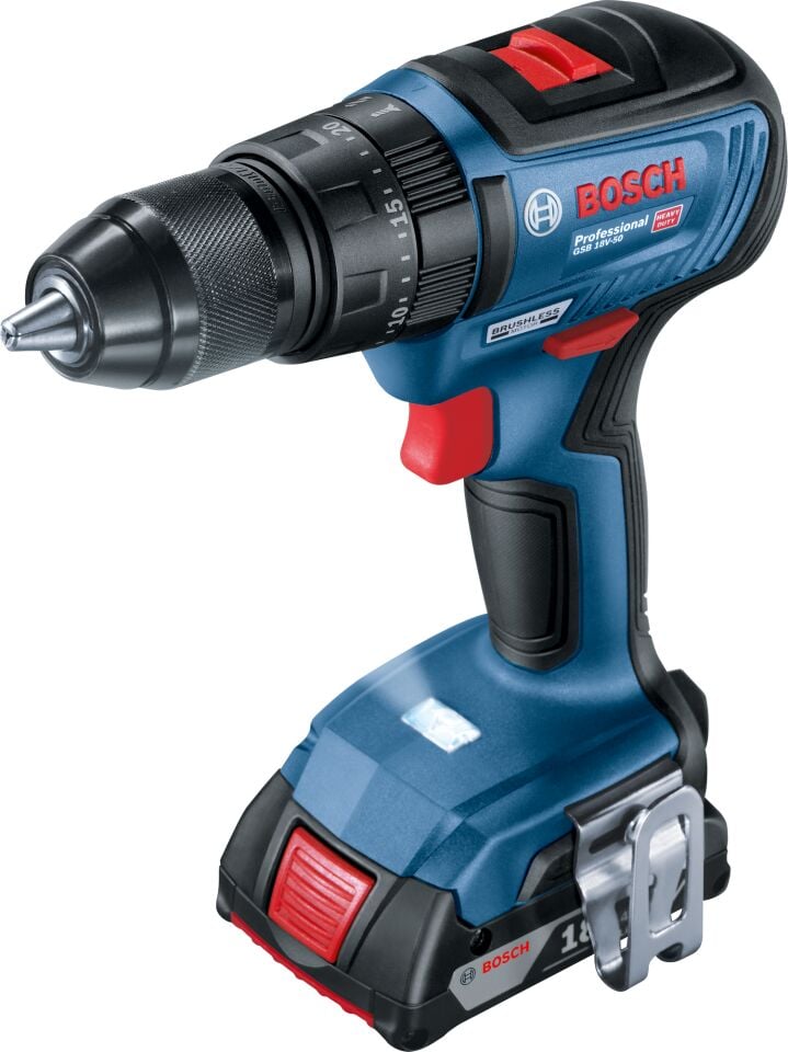 Bosch Professional GSB 18V-50 Akülü Darbeli Vidalama Makinesi (2x2.0Ah)