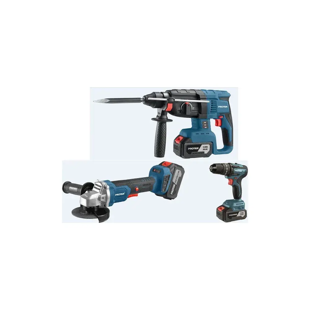 Proter PST 903 Trio Şarjlı Delici Kırıcı Matkap + Avuç Taşlama + Darbeli Matkap
